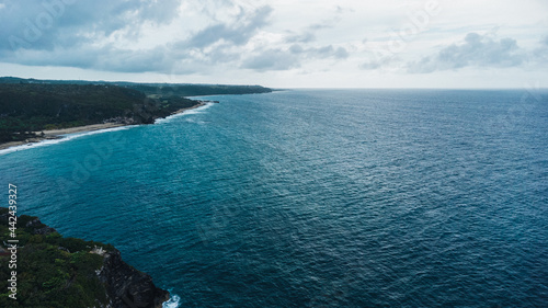 Aerial view of Puerto Rican Beach - drone view of ocean and coast