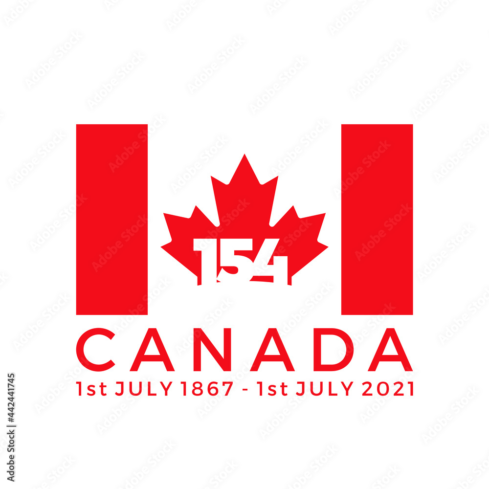 154 Canada. Happy Canada Day. 1st July 2021. National Day of Canada 1867. Logo Vector Illustration. Banner and Greeting Design. Eps 10. 154 Canada. Happy Canada Day. 1st July 2021. National Day of Canada 1867. Logo Vector Illustration. Banner and Greeting Design. Eps 10.