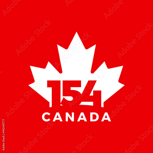 154 Canada. Happy Canada Day. 1st July 2021. National Day of Canada 1867. Logo Vector Illustration. Banner and Greeting Design. Eps 10.