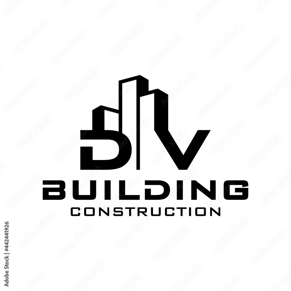 Building Construction Real Estate logo initials DV Building Construction Real Estate logo initials DV