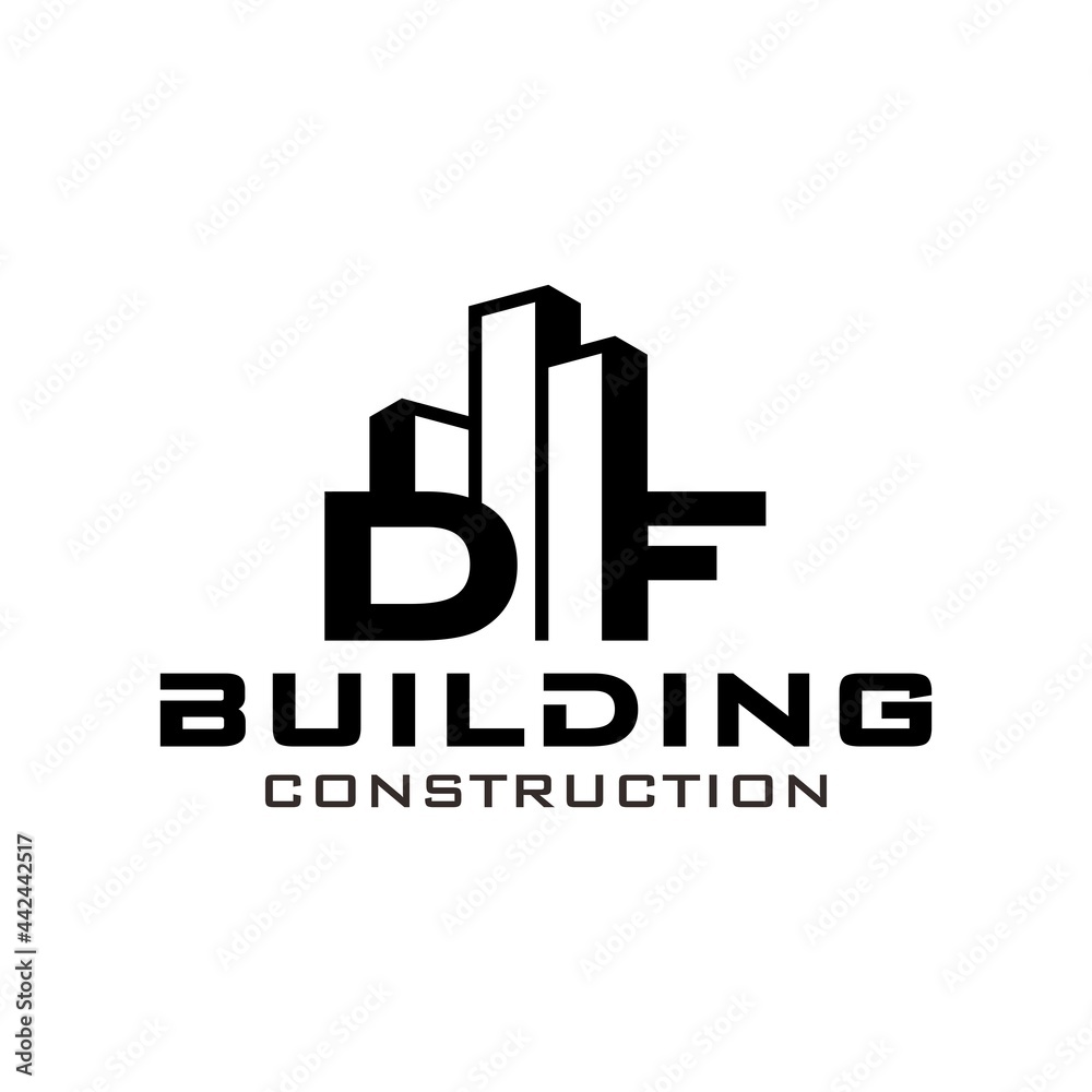 Building Construction Real Estate logo initials DF Building Construction Real Estate logo initials DF