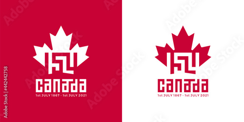 154 Canada. Happy Canada Day. 1st July 2021. National Day of Canada 1867. Logo Vector Illustration. Banner and Greeting Design. Eps 10.