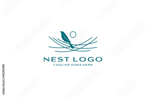 Bird nest logo design vector icon template