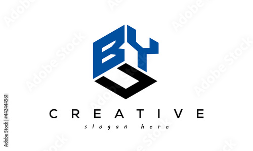 BYC letters creative logo with shield	 photo