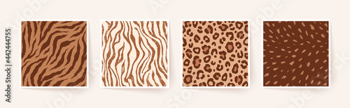 Set of animal monochrome seamless patterns. Vector animal skin prints. Fashion stylish organic textures. © Oleksandra