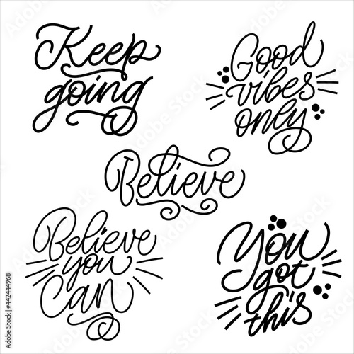 Wallpaper Mural Good Vibes and positive thoughts letterings and other elements. Great lettering and calligraphy for greeting cards, stickers, banners, prints and home interior decor. Isolated vector Torontodigital.ca