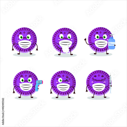 A picture of grapes biscuit cartoon design style keep staying healthy during a pandemic. Vector illustration