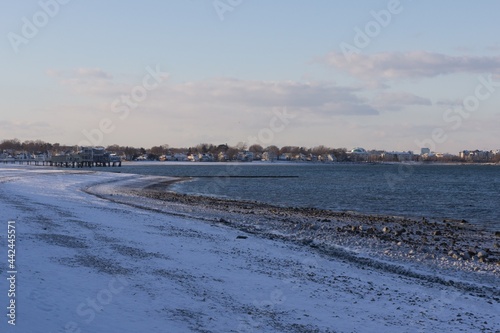 Wollaston Beach in Quincy, Ma after a snow storm