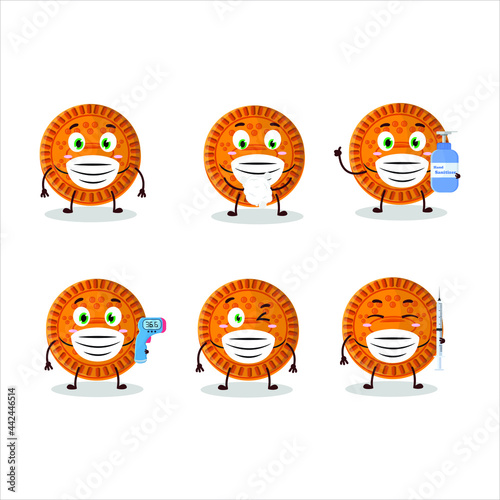 A picture of orange biscuit cartoon design style keep staying healthy during a pandemic. Vector illustration
