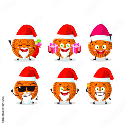 Santa Claus emoticons with orange biscuit cartoon character. Vector illustration