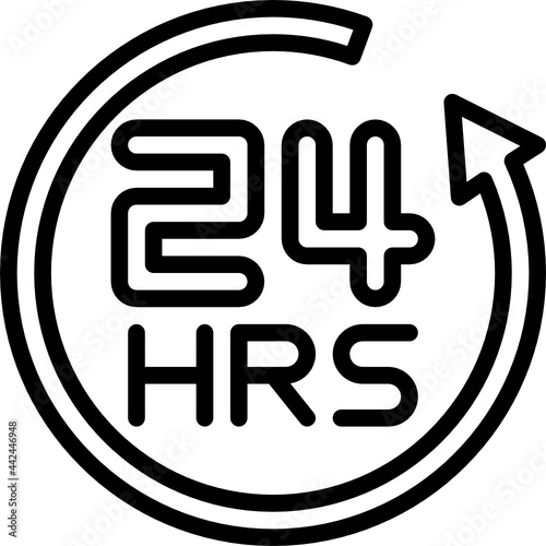 open 24 hrs outline icon