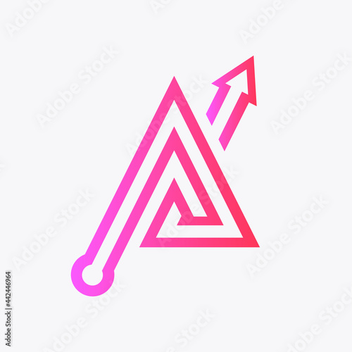 The letter A is created from the movement of an arrow pointing upwards. Shows growth and development. The perfect logo for any financial, consulting or technology company.