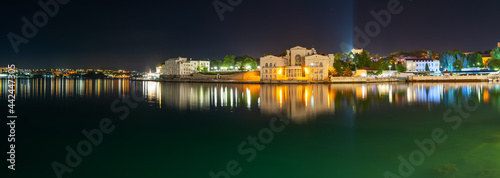 The central embankment of the city in night lights in Sevastopol