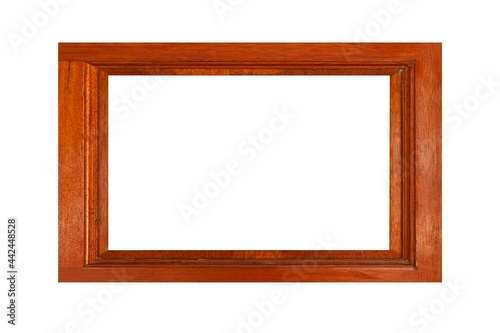 Brown wooden picture frame isolated on a white background