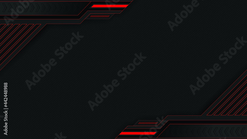 Abstract red and black futuristic gaming background in Livestream  Vector 