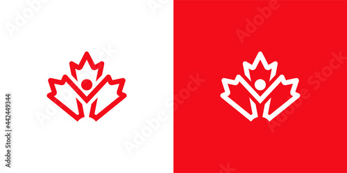 Maple Leaf Logo. Canada leaves Vector Icon. Human Symbol Illustration.