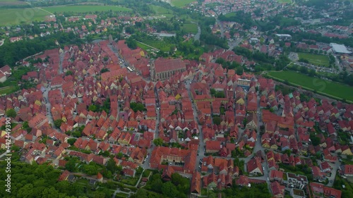 Aerial view of the city Dinkelsbühl in Germany, Bavaria on a sunny day in Spring photo