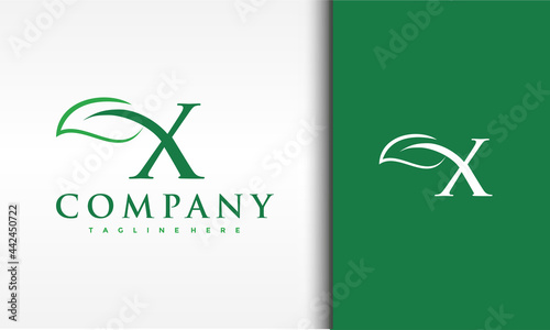 letter X green leaf logo