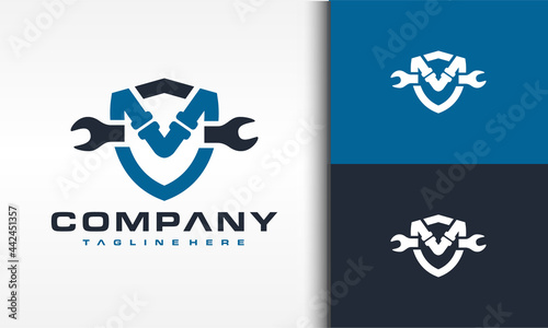 letter M shield pipe logo