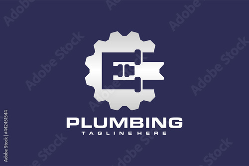 letter E pipe setting logo