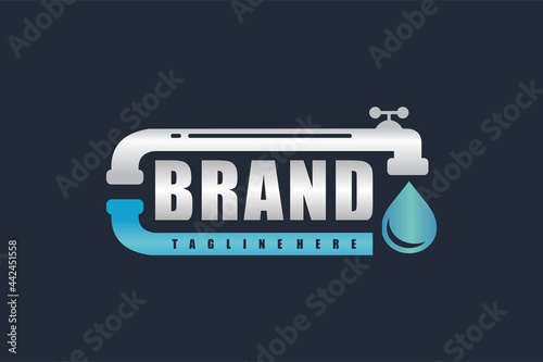 water faucet pipe typography logo
