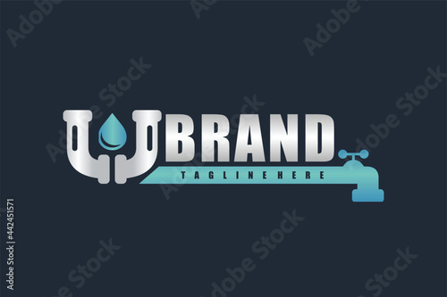 letter U pipe faucet logo