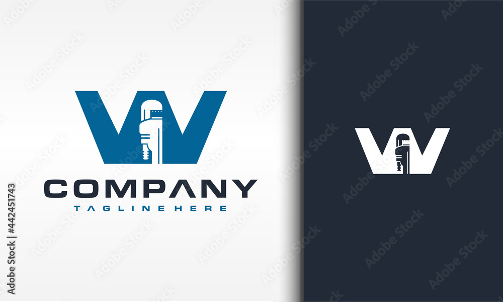 Obraz premium letter W wrench adjustable logo