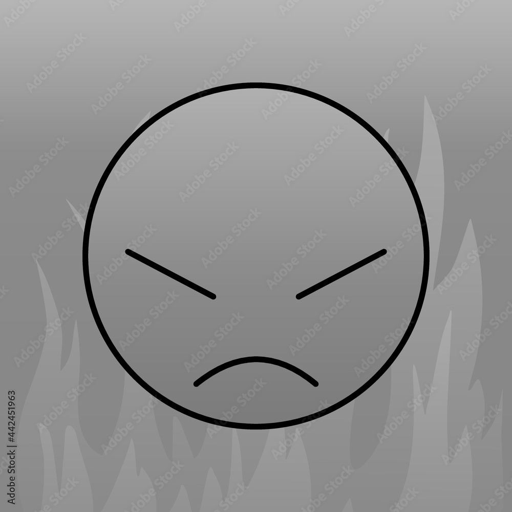 Angry face in grayscale with fire 01 Angry face in grayscale with fire 01
