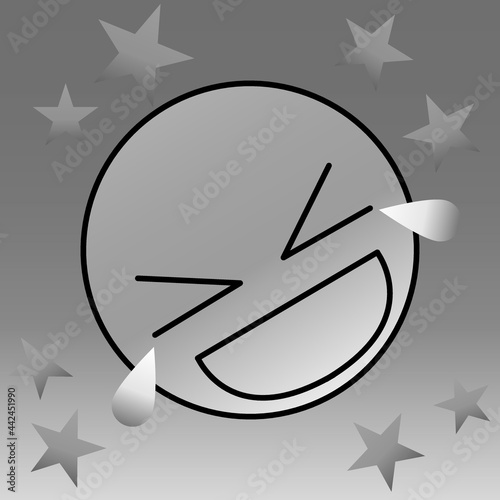 Happy face in grayscale with star 02
