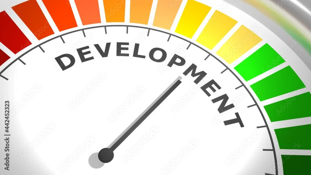 Development level meter. Economy and financial concept Development level meter. Economy and financial concept