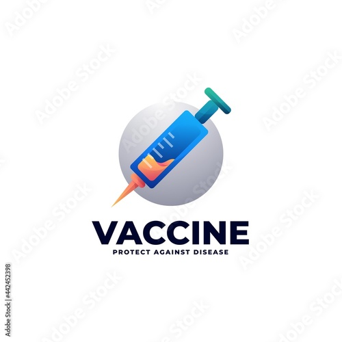 Vector Logo Illustration Vaccine Gradient Colorful Style.