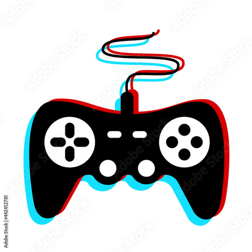 Computer joystick or video game controller or console for playing device. Element of Gaming and entertainment concept. Isolated colorful flat vector illustration, eps10