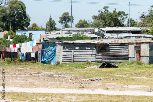 African township in South Africa closeup concept Third World country poverty and hardship
