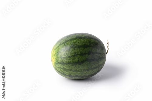 Whole watermelon isolated on white background.