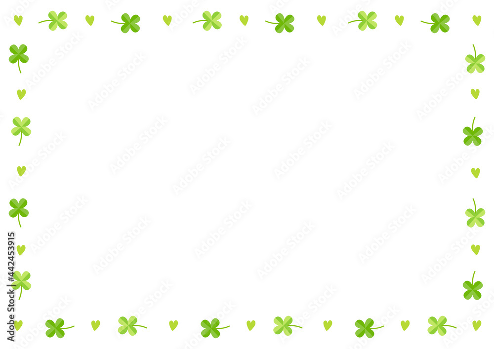 Cute clover and heart decoration frame isolated on white background. Cute clover and heart decoration frame isolated on white background.
