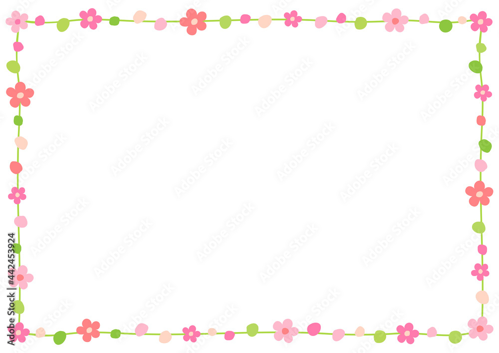 Cute flowers decorative frame isolated on white background.