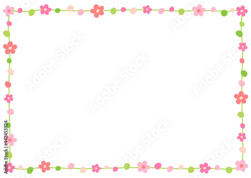 Cute flowers decorative frame isolated on white background. © soyon
