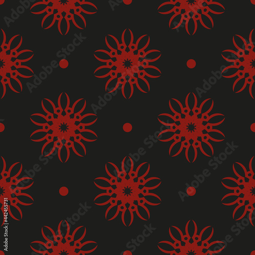 Chinese black and red abstract seamless vector background. Wallpaper in a vintage style template. Indian floral element. Graphic ornament for wallpaper, fabric, packaging and paper.