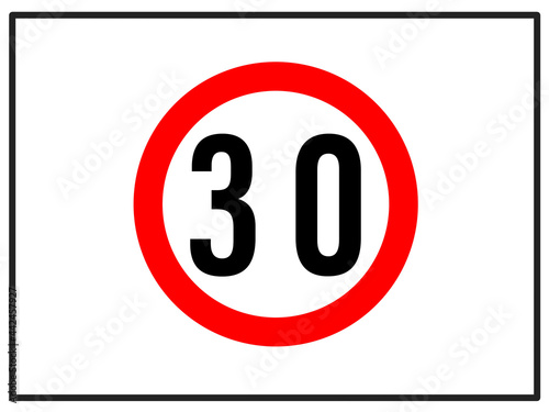Speed limit control traffic sign, red circle, illustration image
