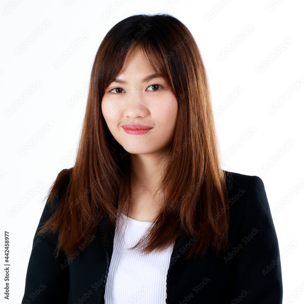 Very young teen businesswoman in formal black suit smile with cute and self-confident starting working life in modern office. Concept for newly graduated students and the first day of job career. Very young teen businesswoman in formal black suit smile with cute and self-confident starting working life in modern office. Concept for newly graduated students and the first day of job career.