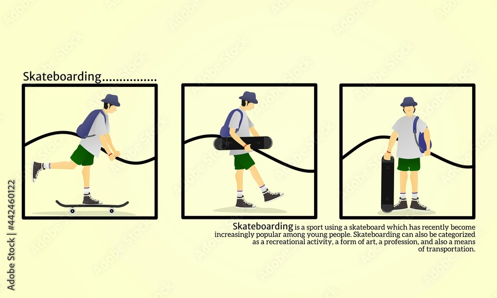 Flat design illustration skateboarder man young people 