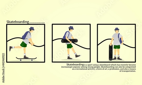 Flat design illustration skateboarder man young people 