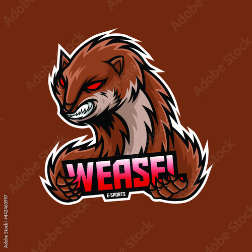 weasel e sports mascot logo. angry weasel