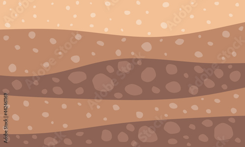 Layered of brown soil and rock subsurface. Gravel layers.