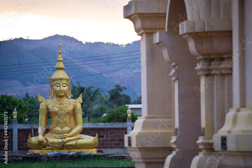Colorful golden Asian Buddha images Chiangmai Thailand