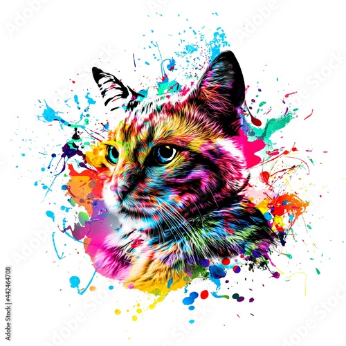 maine coon colorful artisti...