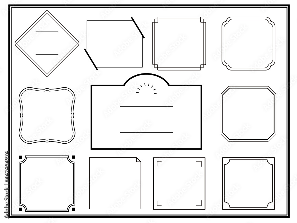 シンプルモノクロ四角フレーム枠 Stock Vector Adobe Stock