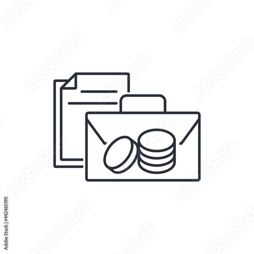 A set of contractual and financial documents, commitment. Business agreements package. Vector linear icon isolated on white background. photo