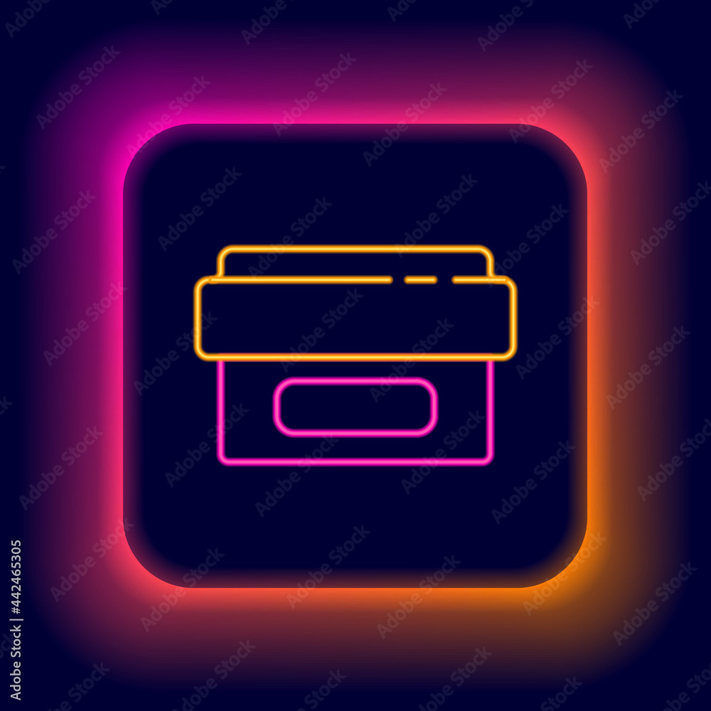 Glowing neon line Ointment cream tube medicine icon isolated on black background. Tube, container, toothpaste, cream sign. Colorful outline concept. Vector Glowing neon line Ointment cream tube medicine icon isolated on black background. Tube, container, toothpaste, cream sign. Colorful outline concept. Vector