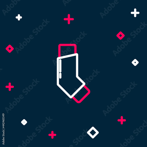 Line Inhaler icon isolated on blue background. Breather for cough relief, inhalation, allergic patient. Colorful outline concept. Vector